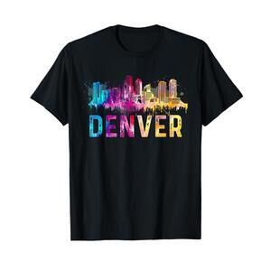Denver Colorado Retro Watercolor Skyline Gifts T Shirt